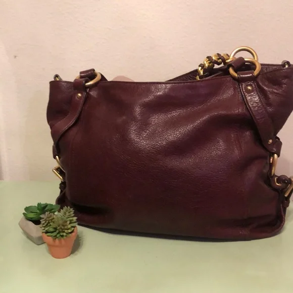 Michael Kors Burgundy Leather Shoulder Bag with Crossbody Strap - Picture 11 of 12